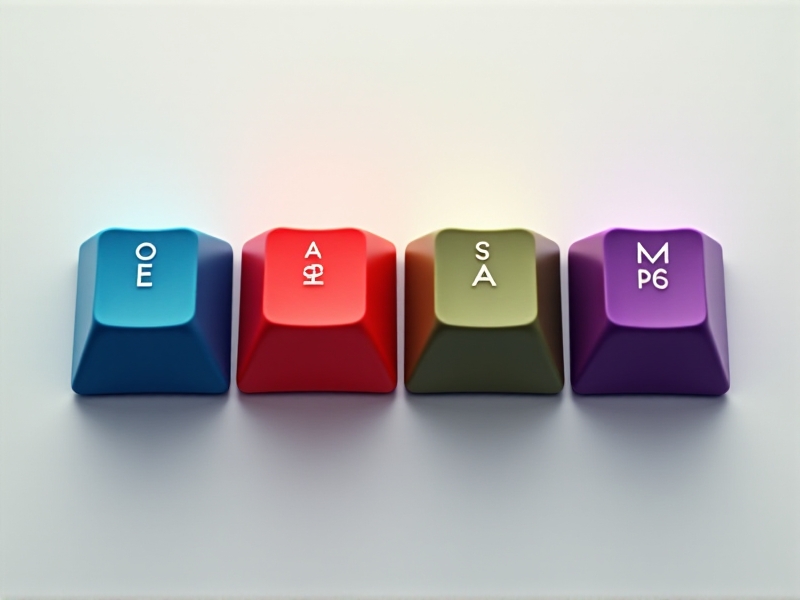 A side-by-side comparison of different keycap profiles, including OEM, Cherry, SA, and DSA. The image highlights the variations in height and shape, with each profile displayed in a different color to emphasize their unique characteristics. The lighting is soft, creating a clear distinction between the profiles and illustrating their impact on tactile feedback.