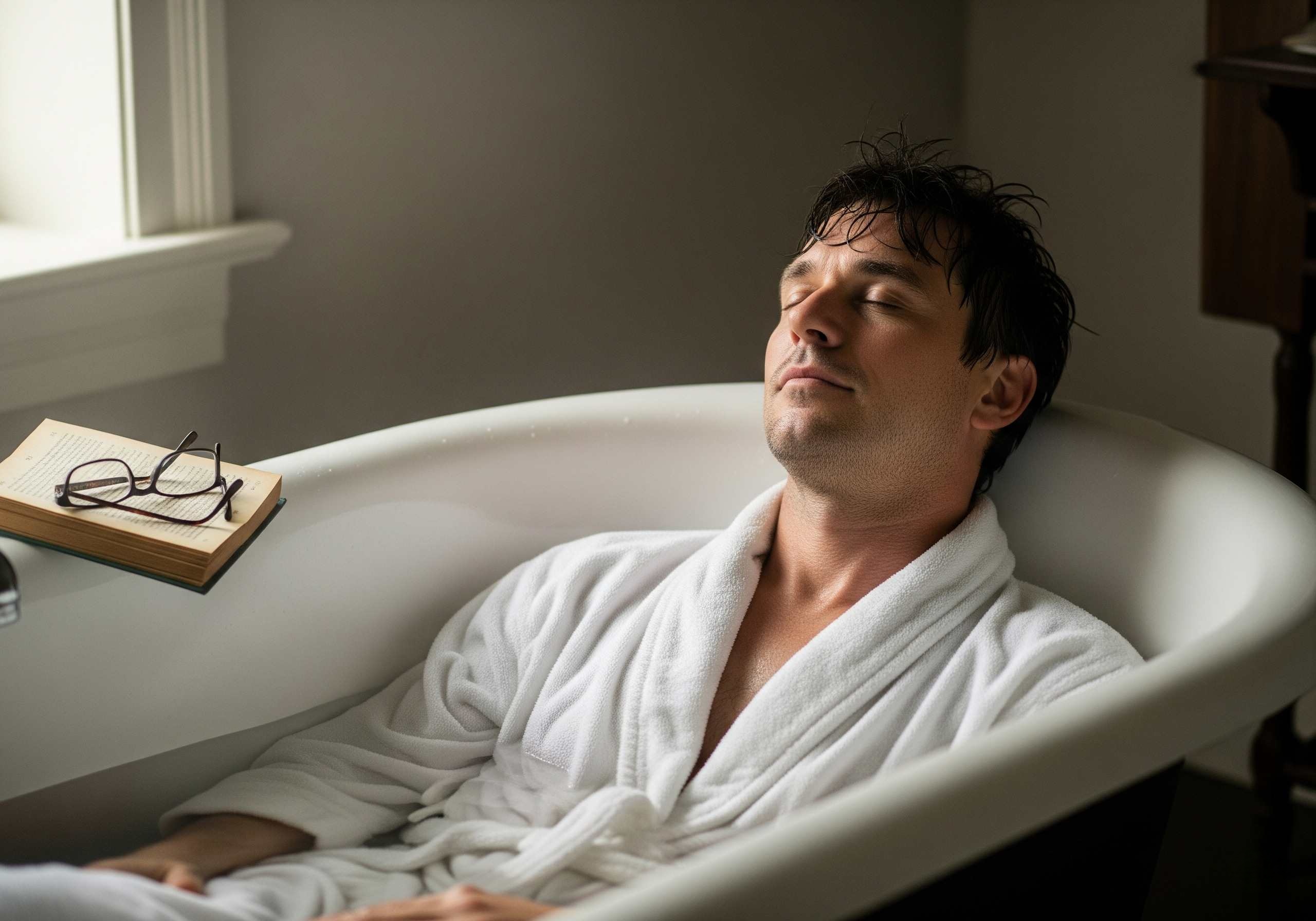 A serene image of a person floating in a float tank, surrounded by soft, warm lighting that creates a calming atmosphere. The water is still, and the person appears completely relaxed, highlighting the tranquil and therapeutic nature of float sessions.